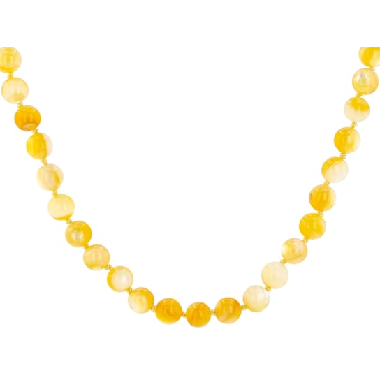 Yellow Mother-Of-Pearl Beaded Necklace In Sterling Silver 18 Inch