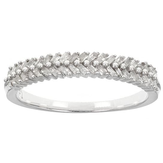 White Diamond Rhodium Over Sterling Silver Band Ring 0.30ctw