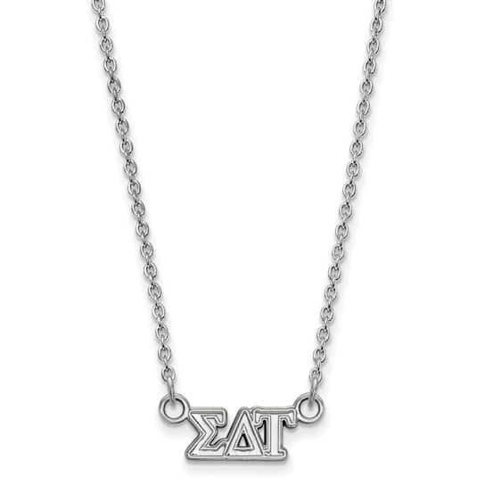 Rhodium Over Sterling Silver LogoArt Sigma Delta Tau Extra Small Pendant Necklace