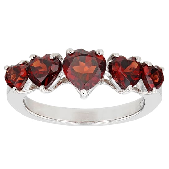 Red Garnet Rhodium Over Sterling Silver Heart Ring 2.20ctw