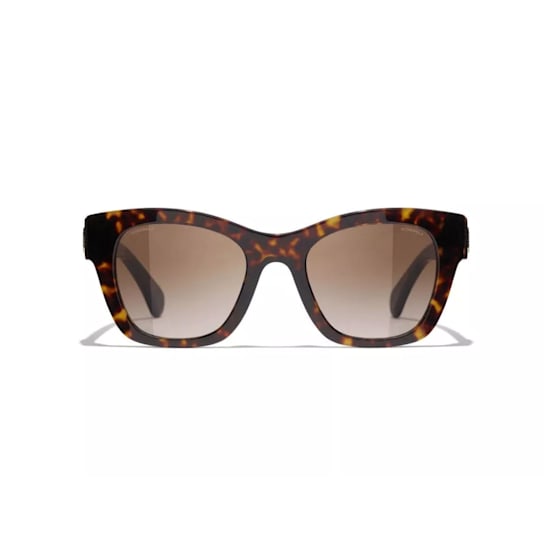 Chanel Dark Brown Tortoise "CC" Logo Accent Frame/ Brown Lens Sunglasses