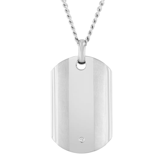 Robert Alton Men's Dog Tag Pendant With Chain In Titanium