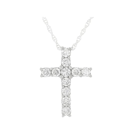 Lab-Grown Diamond Cross Pendant In Sterling Silver 0.50ctw