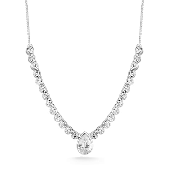 Rachel Zoe CZ Tennis Necklace with Pear Center Stone in Rhodium Over
Sterling Silver