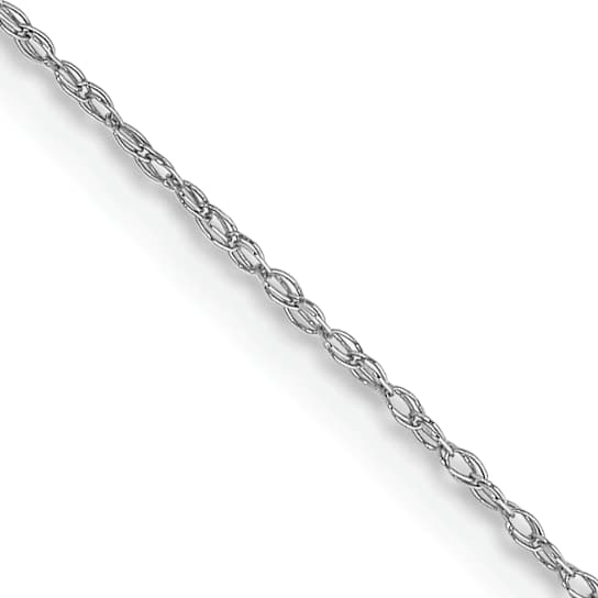 Rhodium Over 14k White Gold 0.5mm Solid Cable 18 Inch Chain