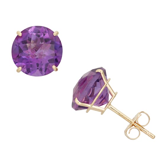 Amethyst Stud Earrings In 10K Gold