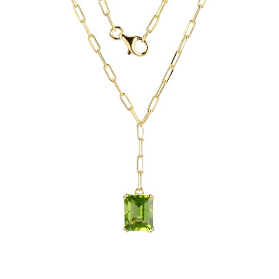Green Peridot 18k Yellow Gold Over Sterling Silver Necklace 2.93ct