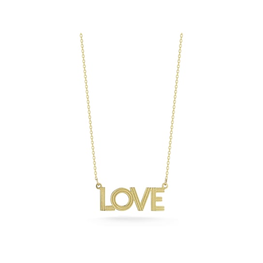 Bellissima Gold 14K Yellow Gold Etched LOVE Pendant Necklace