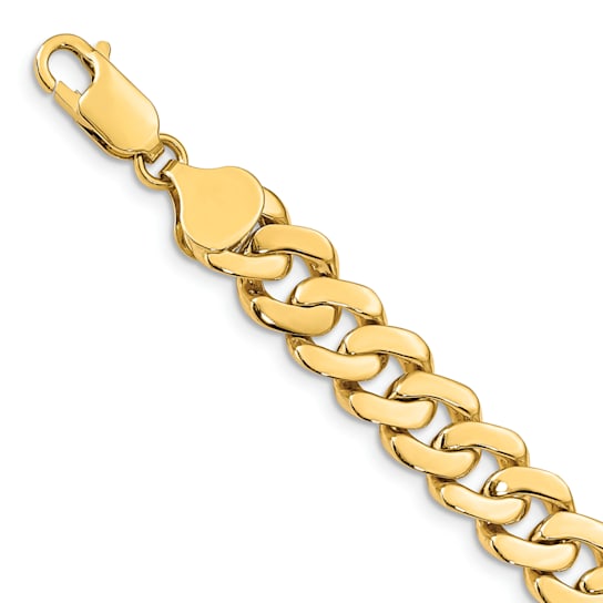 14K Yellow Gold 8.5mm Solid Hand-Polished Fancy Link Bracelet