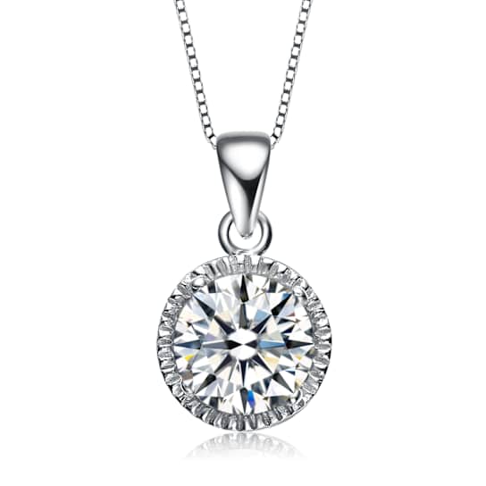 CZ Solitaire Pendant In Sterling Silver