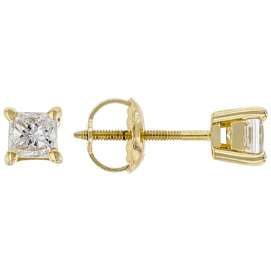 White Diamond 14k Yellow Gold Stud Earrings 0.50ctw
