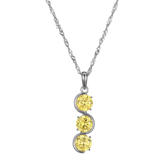 Yellow Cubic Zirconia Platinum Over Sterling Silver November Birthstone
Pendant 5.98ctw