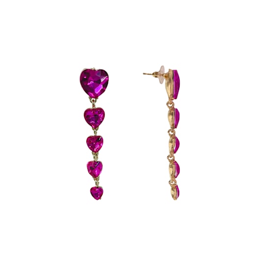 Off Park® Collection, Fushia Pink Graduating Heart Crystal Earring.