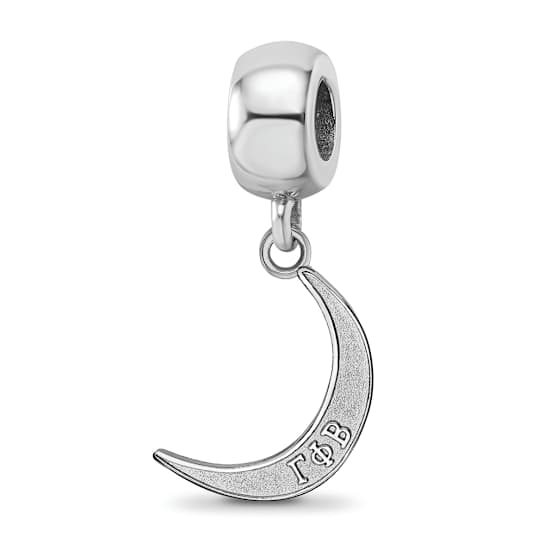 Rhodium Over Sterling Silver LogoArt Gamma Phi Beta Crescent Moon Bead