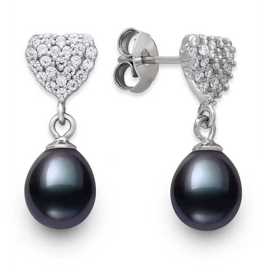 Black Cultured Freshwater Pearl With Bella Luce® Rhodium Over Sterling
Silver Earrings