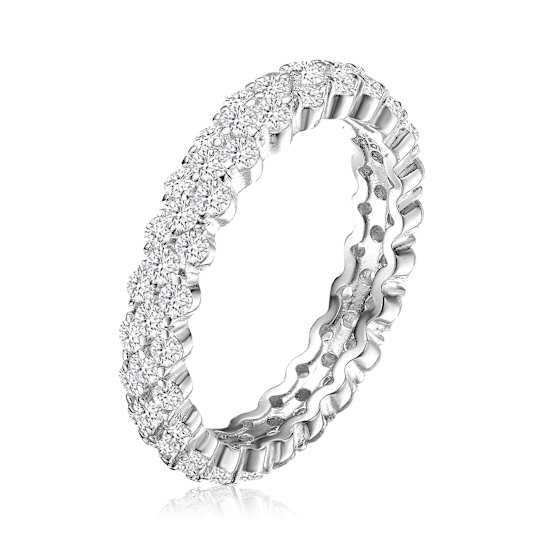 Curved CZ Eternity Band Ring In Sterling Silver