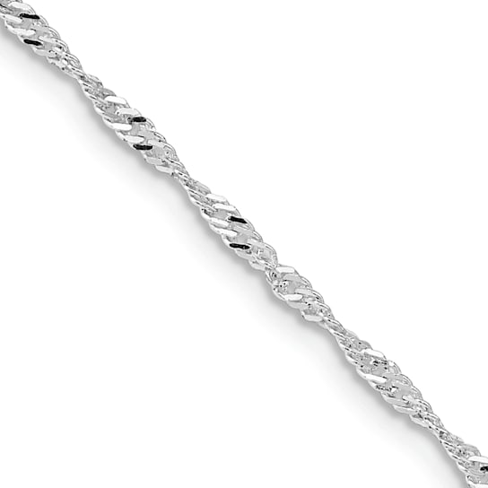Rhodium Over Sterling Silver 1.75mm Singapore Chain
