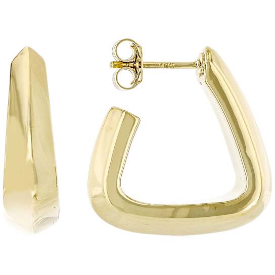 Triangle J-Hoop Earrings In 14K Gold