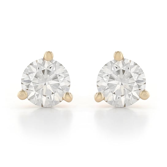 White Lab-Grown Diamond 14k Yellow Gold Martini Stud Earrings 1.00ctw
