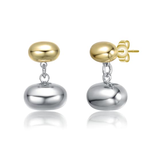 Two-Tone Double Bead Chain Dangle Earrings In 14K Gold Over Brass And
Rhodium Over Brass
