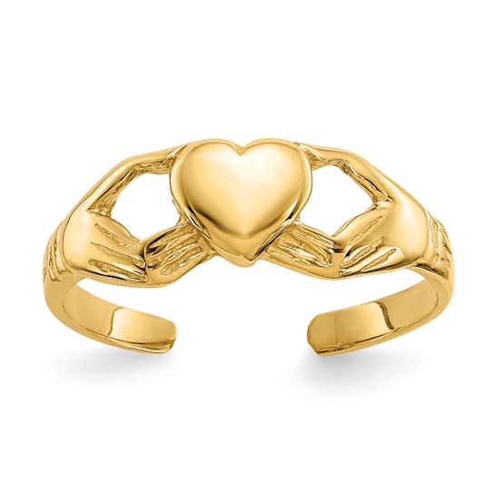 14K Yellow Gold Polished Claddagh Toe Ring