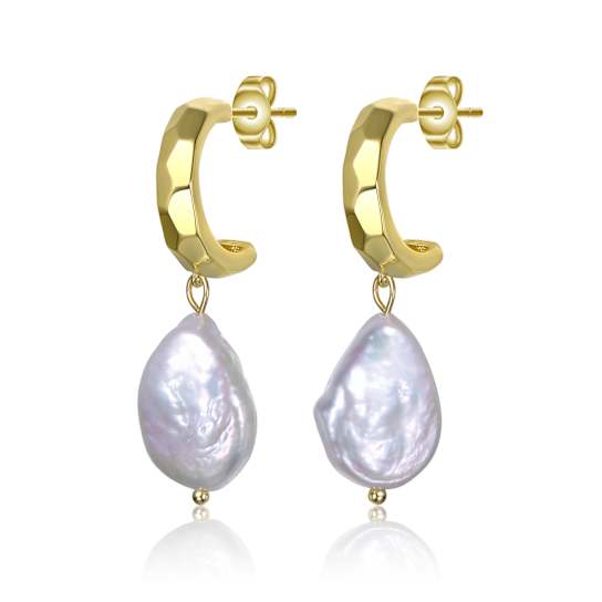 Baroque Pearl Drop Earrings In 14K Gold Over Sterling Silver