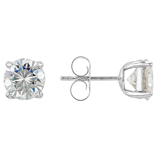 Diamond Simulant Stud Earrings In Sterling Silver