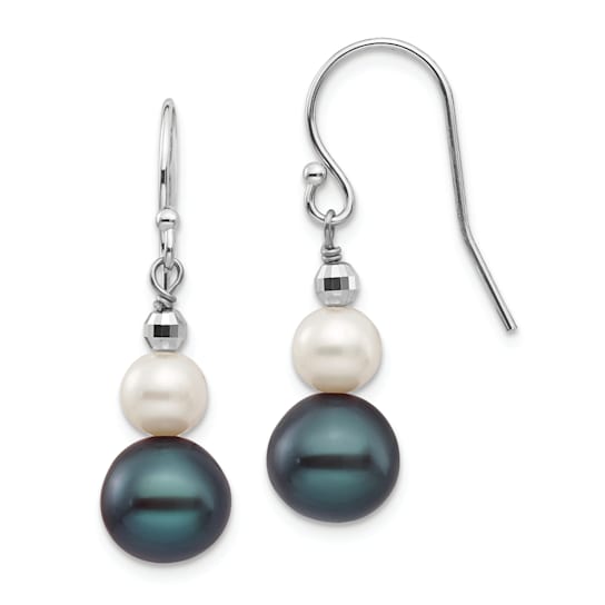 Rhodium Over 14K White Gold 6-9mm Semi-round Freshwater Cultured Pearl
Graduated Dangle Earrings