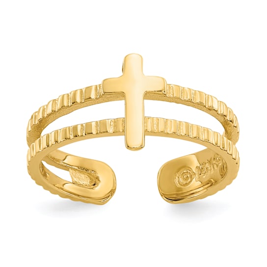 14K Yellow Gold Cross Toe Ring