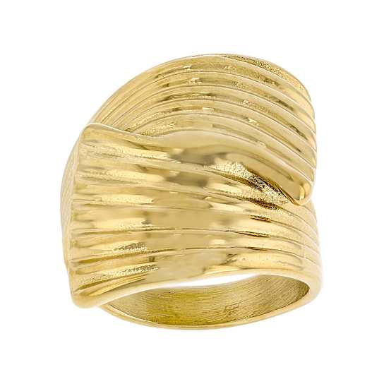 Wide Bypass Ring In Gold-Tone