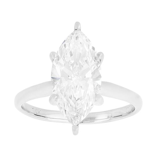 Lab-Grown Diamond Marquise Solitaire Ring In 14K White Gold 3.00ct