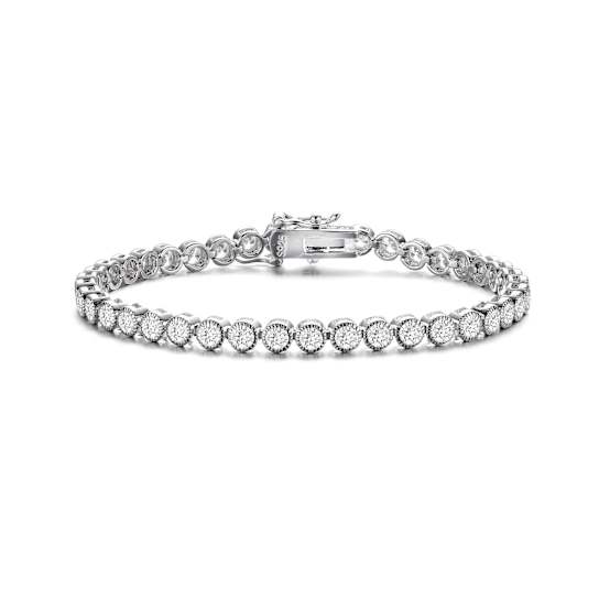 CZ Tennis Bracelet In White Rhodium Over Brass