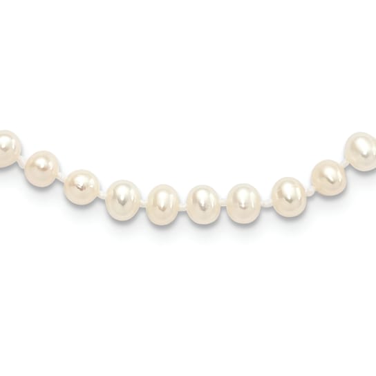 Rhodium Over Sterling Silver 4-5mm White Freshwater Cultured Pearl Necklace