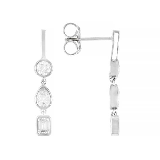 Multi-Shape Lab-Grown Diamond Dangle Earrings In 10K White Gold