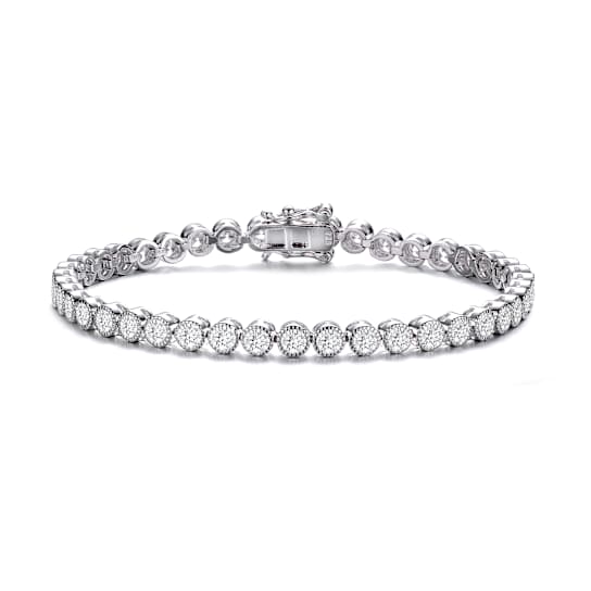 Milgrain CZ Tennis Bracelet In Sterling Silver