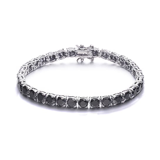 Black CZ Tennis Bracelet In Sterling Silver