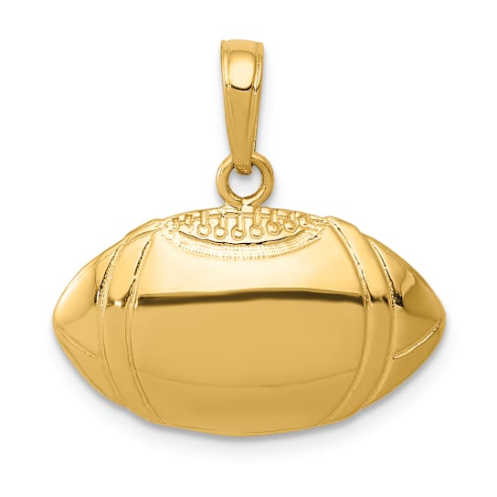 14k Yellow Gold Textured Football Profile Pendant