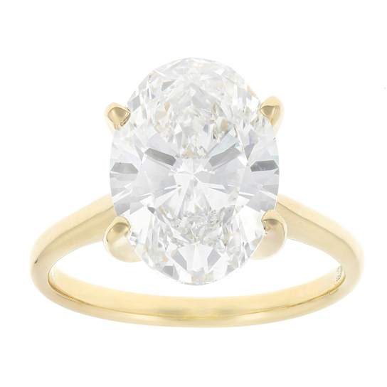 Lab-Grown Diamond Oval Solitaire Ring In 14K Gold 5.00ct