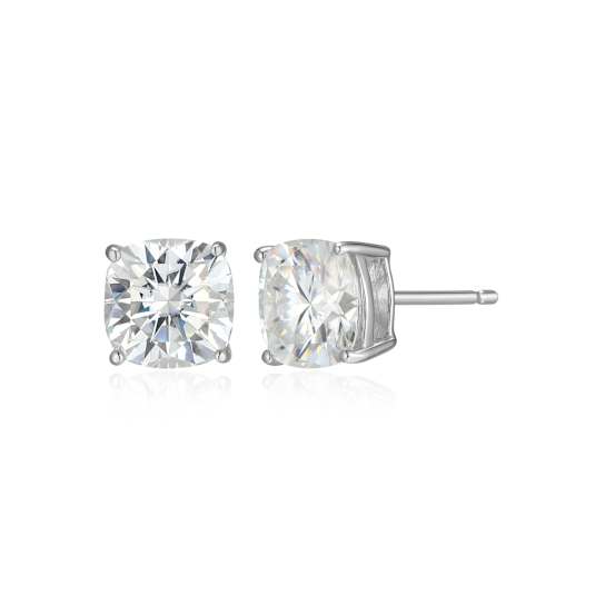Square Cushion Cut Moissanite Platineve Stud Earrings 3.40ctw DEW