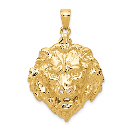 14k Yellow Gold Textured Lion Charm
