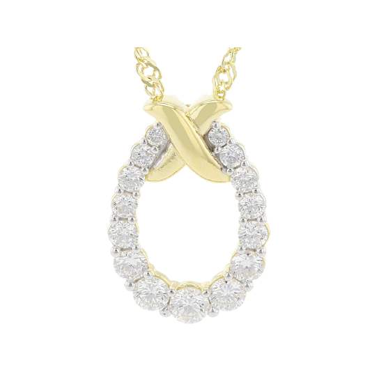 Elegant Lab-Grown Diamond Slide Pendant Necklace 0.75ctw In 18K Gold
Over Sterling Silver
