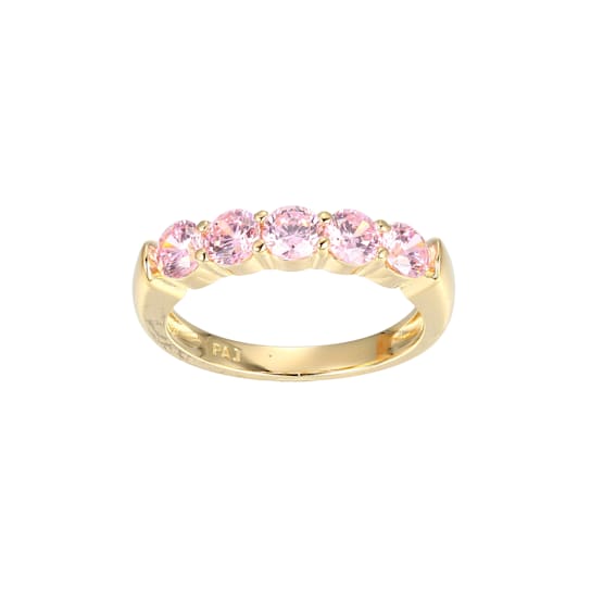 Pink Cubic Zirconia 18k Yellow Gold Over Sterling Silver Ring 2.16ctw