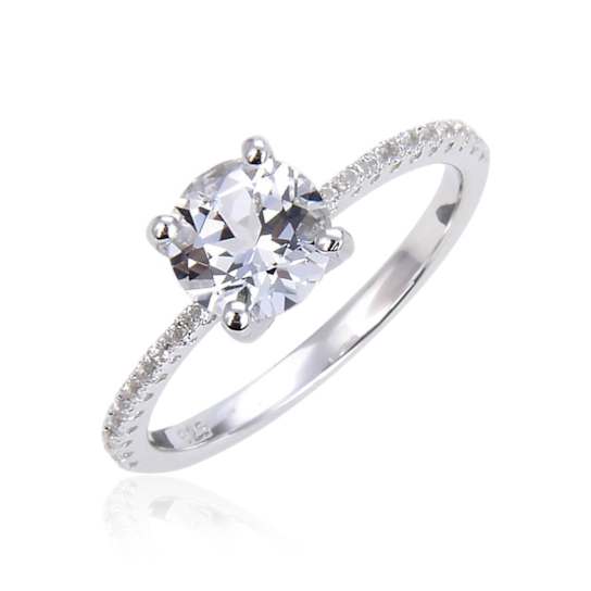 White Topaz Solitaire Ring In Sterling Silver
