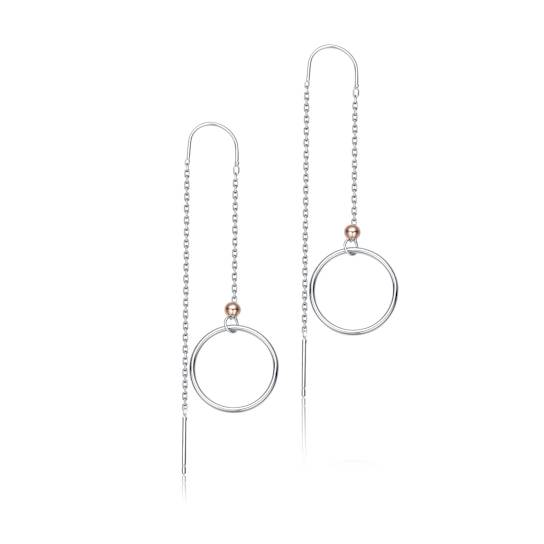 Circle Threader Earrings In Sterling Silver With 18K Rose Gold Over
Sterling Silver