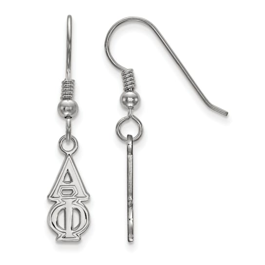 Rhodium Over Sterling Silver LogoArt Alpha Phi Small Dangle Earrings
