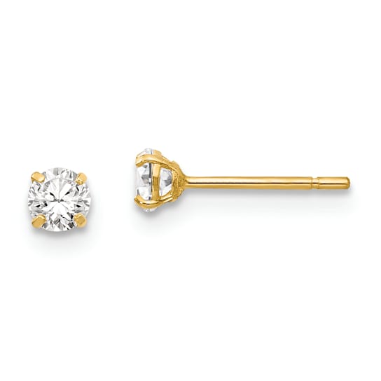 14K Yellow Gold Cubic Zirconia Stud Post Earrings