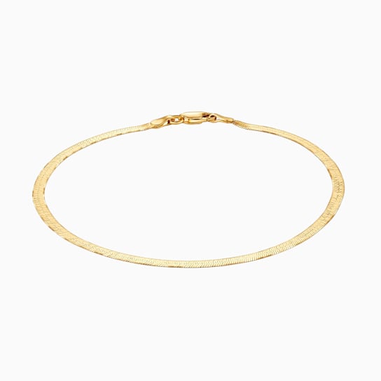 Italian Herringbone Dainty Chain Bracelet In 18K Gold Over Sterling Silver