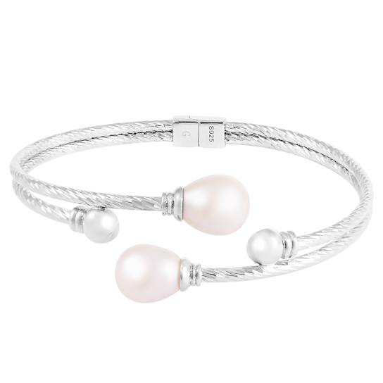 8-8.5mm White Cultured Freshwater Pearl Silver  Bracelet
