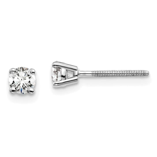 14K White Gold Lab Grown Diamond 1/3ctw VS/SI GH Screw Back 4 Prong Earrings