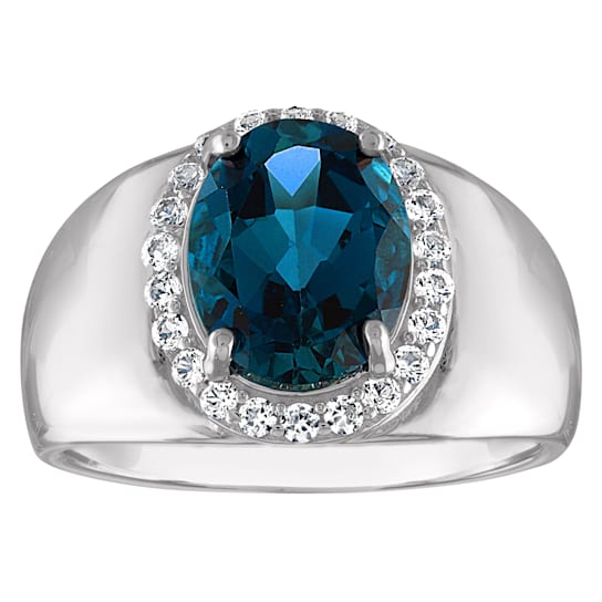 Sterling Silver Oval London Blue Topaz and Lab Created White Sapphire
Ring 3.25ctw